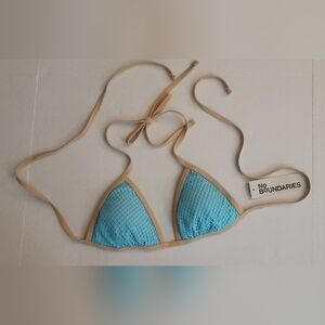 Blue Tan Mesh Mermaid Bikini Triangle Top Removable Padded